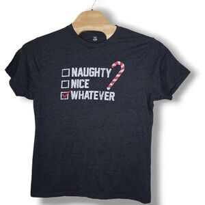 Holiday Time Unisex Size XL Gray Short Sleeve T-Shirt Whatever‎ Check Christmas